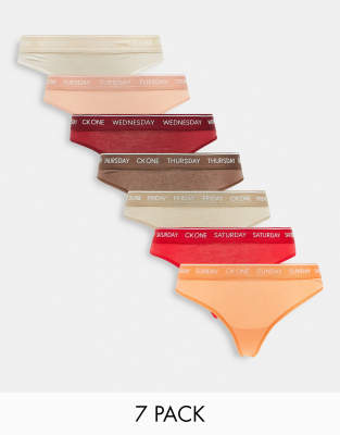 Calvin Klein Ck One 7-pack Thongs In Multi Earth Tones