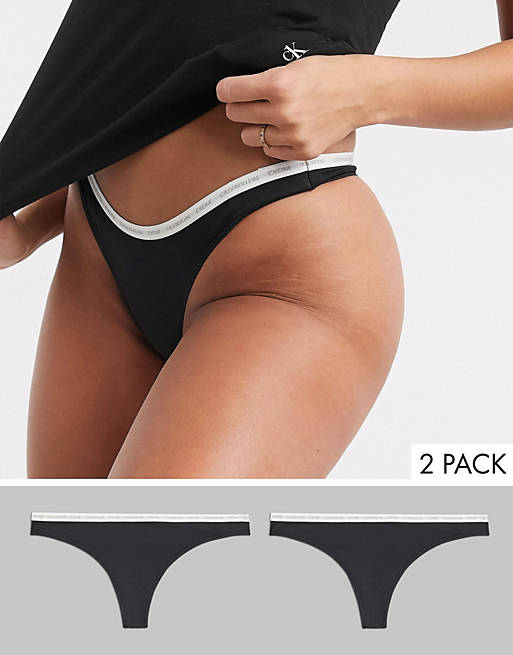 Calvin Klein CK One Cotton 2 pack thong in black