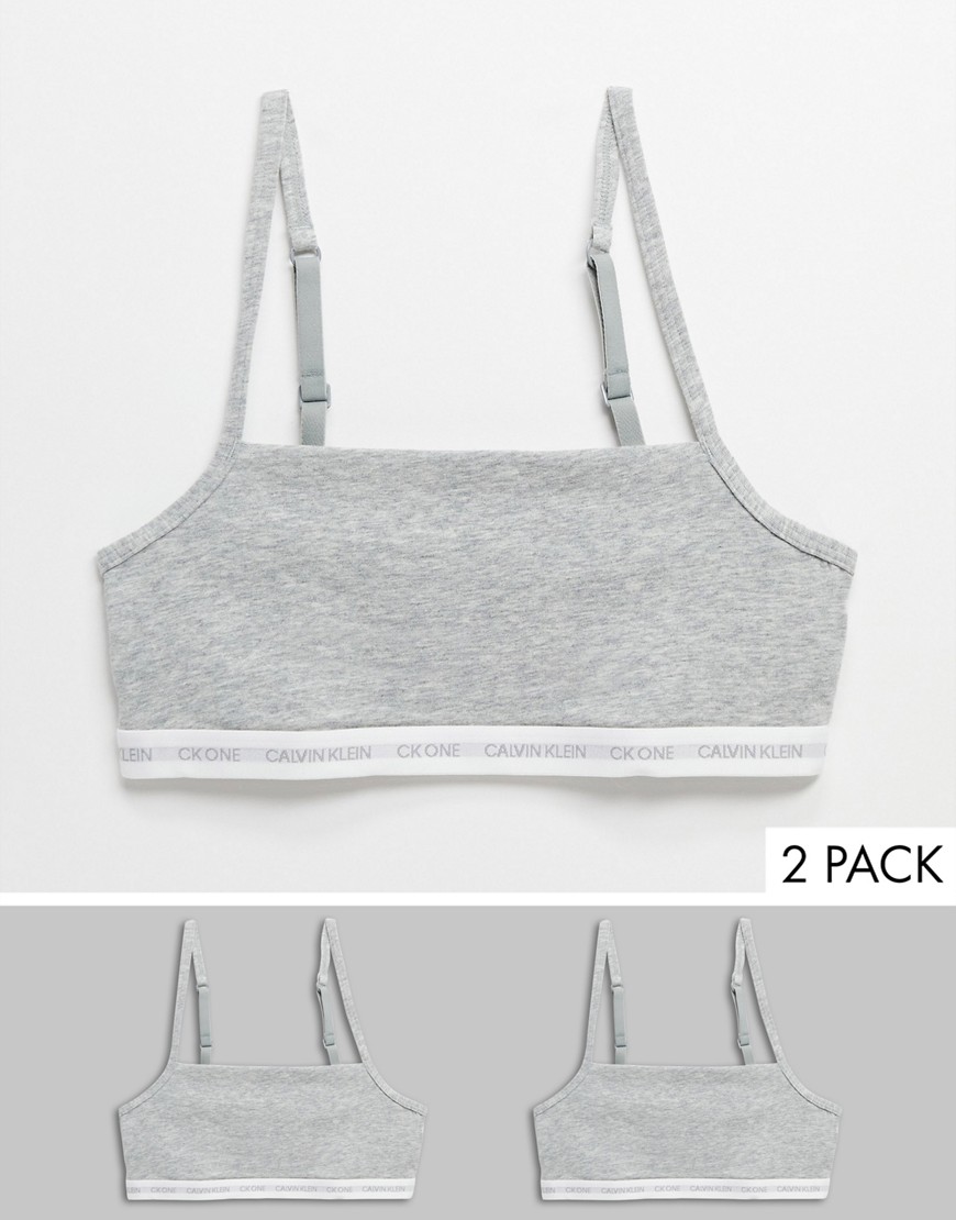 Calvin Klein CK One Cotton 2 pack unlined bralette in gray-Grey