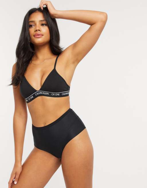 Calvin Klein CK One unlined triangle bra in black | ASOS