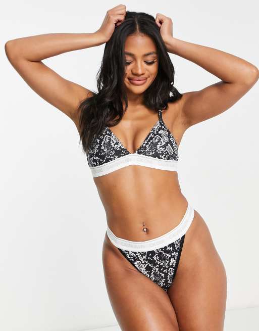 Calvin Klein CK 96 Unlined Bralette In Black And Logo Print for Women