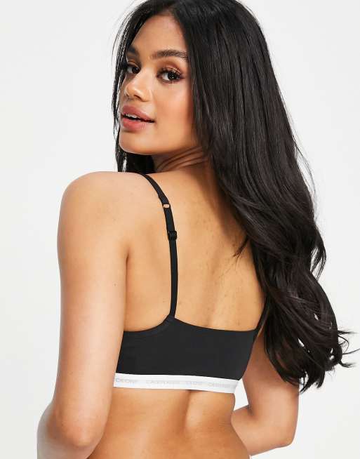 Calvin Klein CK One Exclusive unlined 2 pack cami strap bralettes in black and gray, 2 of 4