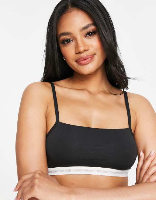 Calvin Klein CK One Exclusive unlined 2 pack cami strap bralettes in black  and gray