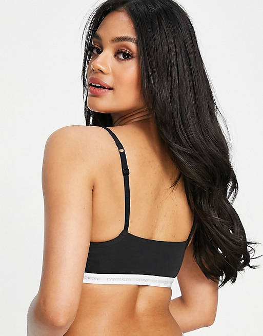 Calvin Klein CK One Exclusive unlined 2 pack cami strap bralettes in black  and grey | ASOS