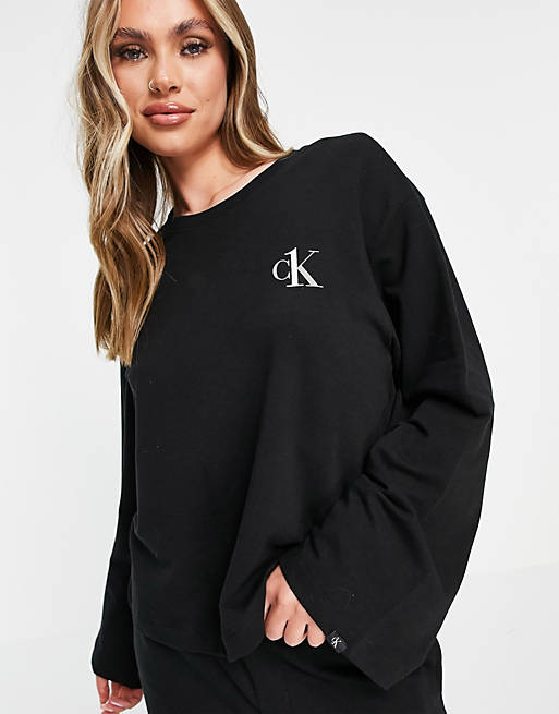 T-shirt da casa girocollo nera Asos Donna Abbigliamento Abbigliamento per la notte Loungewear CK One 