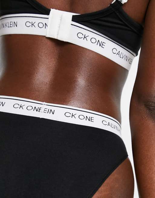 Calvin Klein CK One high leg tanga in faded black, 4 of 4