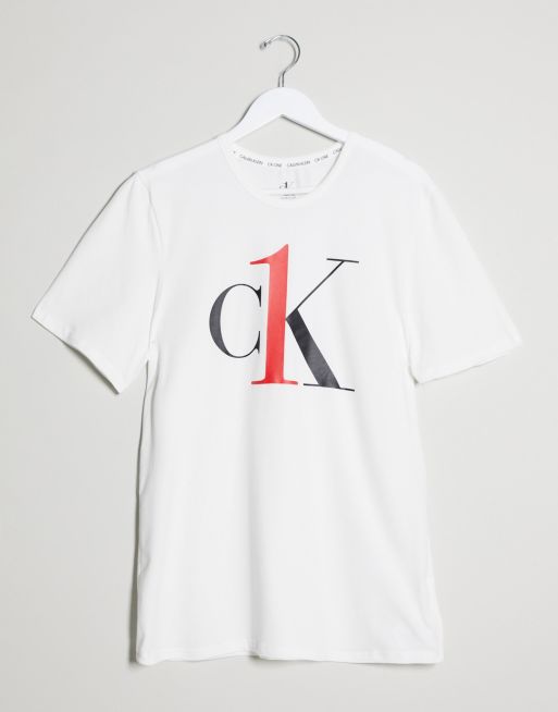 Calvin Klein Stripe Logo T Shirt White, $44, Asos