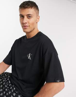 Calvin Ck One Logo Neck Lounge T-shirt In Black |