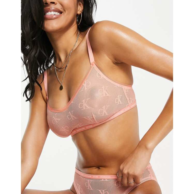 Calvin Klein Calvin Klein One Logo Mesh Unlined BraletteOne Logo Mesh  Unlined Bralette 32.00