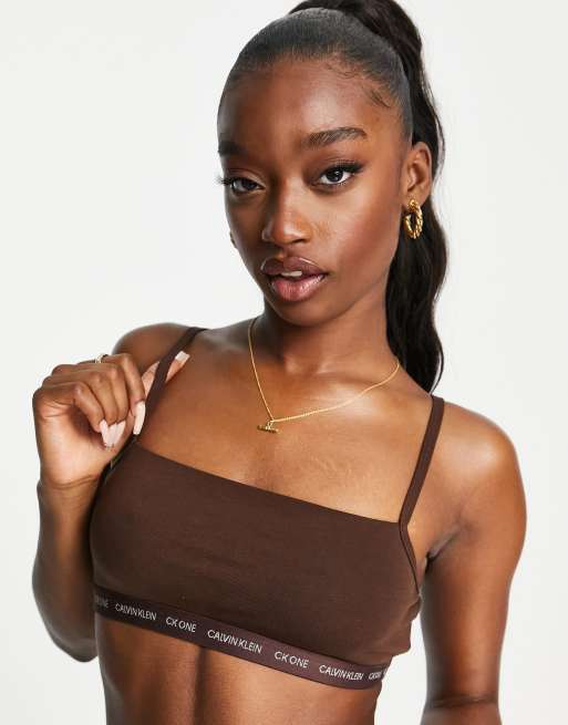 Calvin Klein CK One Logo Unlined Bralette Pack In Umber, 41% OFF