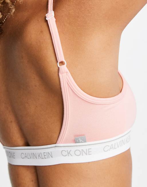 Unlined Logo Underband Triangle Bra, Pink