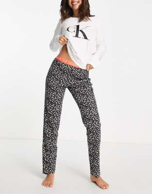 Calvin klein Long Sleeve Set Pants Pyjama White