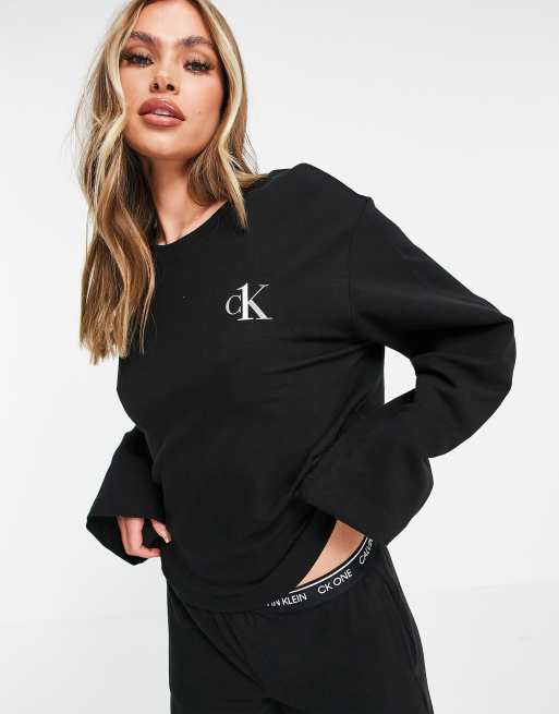 Calvin Klein CK One Lounge crew neck sweat in black | ASOS