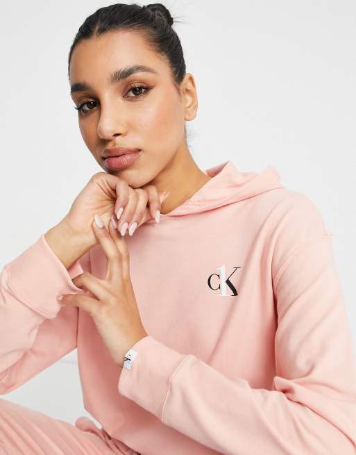 Calvin klein deals hoodie women's pink