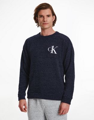 Calvin Klein CK One lounge sweatshirt in navy towelling
