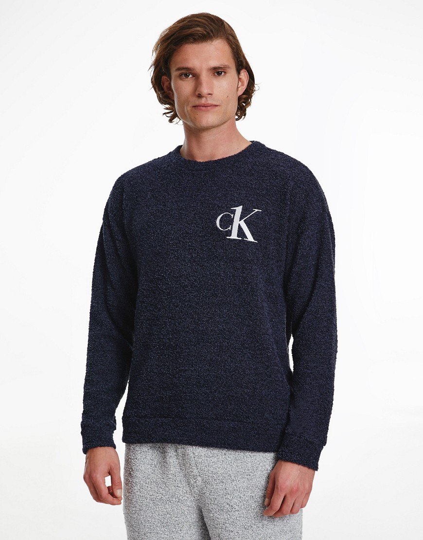 Calvin Klein CK One lounge sweatshirt in navy towelling