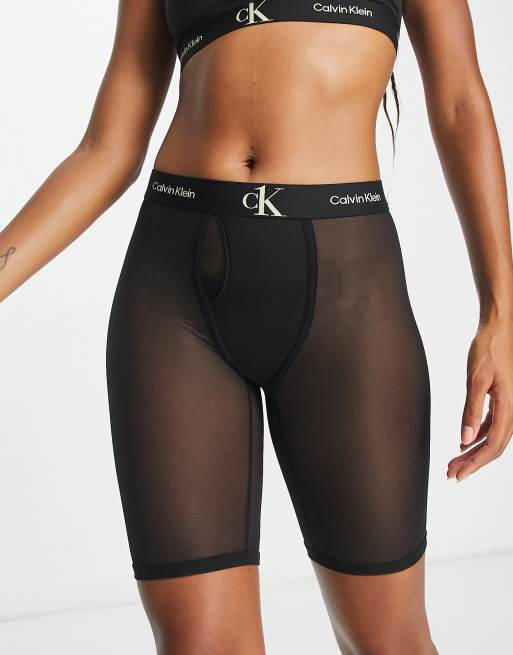 Calvin Klein CK One Mesh sheer long leg boxer brief in black