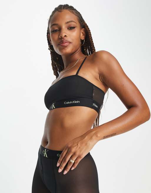 Calvin Klein CK One Mesh sheer unlined bandeau bralet in black ASOS