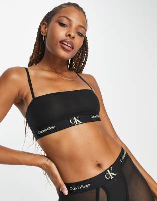 Calvin Klein Women's CK One Mesh Unlined Wireless Bandeau, Black, Small at   Women's Clothing store