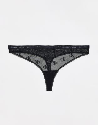 Calvin Klein Calvin Klein CK One Plus logo mesh thong in black