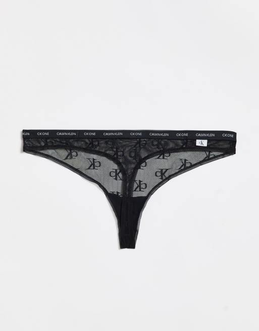 Calvin Klein 000qf5743e Ck One Cotton Thong Nylon in Black