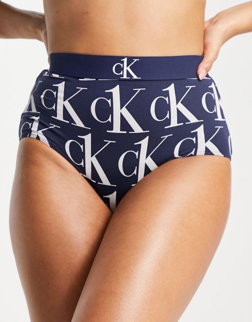 High-Waisted Logo Graphic Bikini Underwear for Women