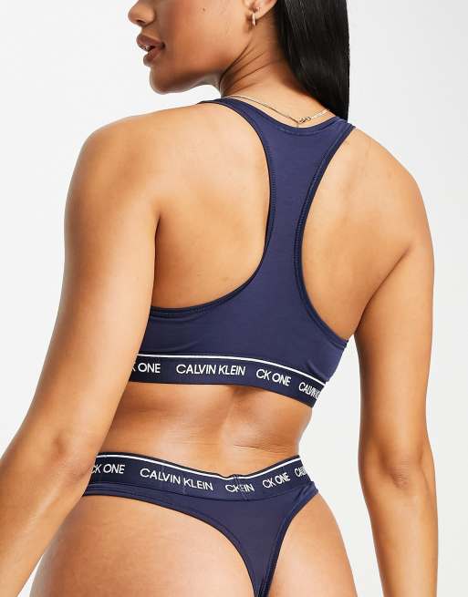 Calvin Klein CK One polyester blend unlined bralette and thong gift set in  blue - LBLUE