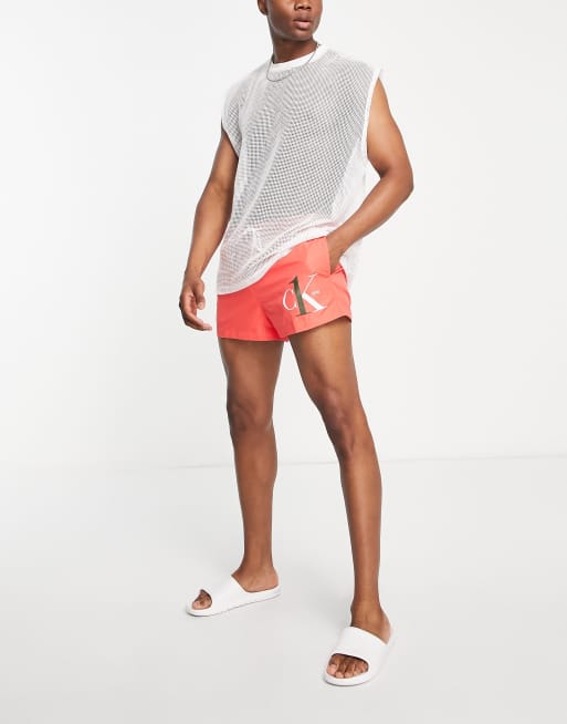 Calvin Klein CK One polyester swim shorts in red - RED, 3 of 4
