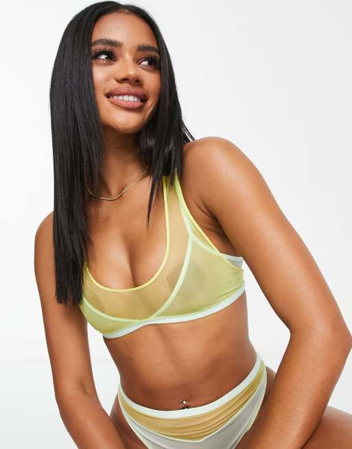 Calvin Klein - CK One Pride - Gul og blå uforet bralette med dobbelt lag og farveblok, 3 af 4