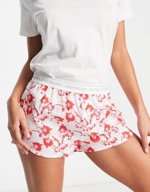 Calvin Klein CK One Sleep shorts in pink floral print