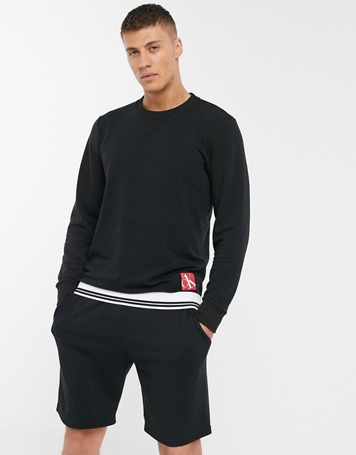 Calvin Klein CK One Sock lounge sweatshirt in black SUIT 10 co-ord
