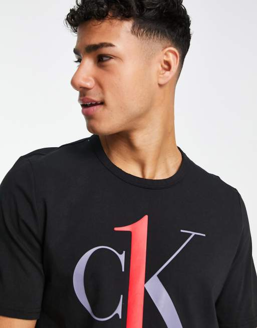 Calvin Klein - CK One - Sort lounge-T-shirt med logo, 3 af 4
