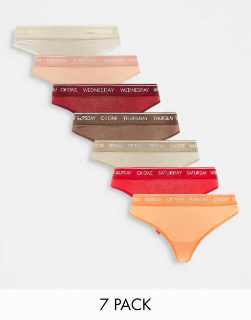 Calvin Klein CK One thong 7 pack in earth tones | ASOS