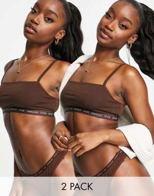 Calvin Klein – CK One – Zestaw 2 brązowych niewyściełanych braletek z logo