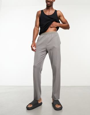 Calvin Klein CK Black waisted sleep pants in charcoal grey - ASOS Price Checker