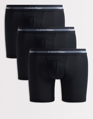 Calvin Klein Ck Performance 3 Pack Boxer Briefs In Blue