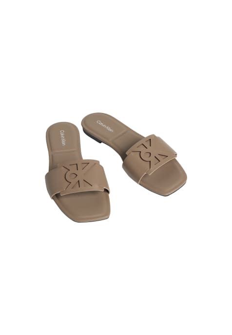 Calvin Klein Ck provence - leather square toe flat sandals in desert taupe - view 1