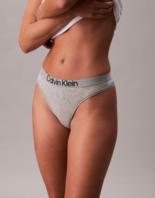 Calvin Klein - CK - Set van 5 katoenen strings in zwart, grijs, wit en blauw, 2 van 3