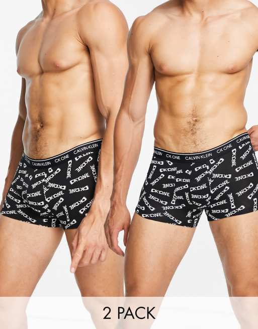 Calvin Klein – CK1 – 2er-Pack Unterhosen aus Baumwolle in Schwarz/mit Muster