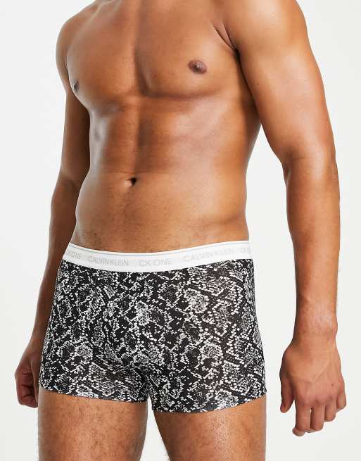 Calvin Klein CK1 cotton trunks with snake print in black