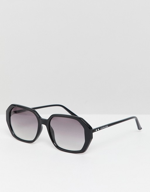Calvin Klein CK18535S hexagonal sunglasses in black