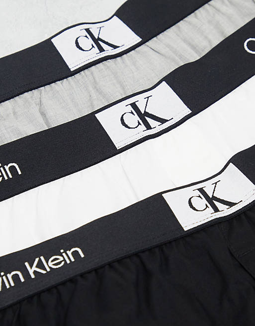 Calvin Klein 3 pack boxer briefs in black, white and grey