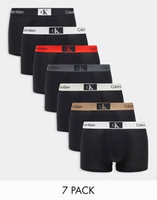 Calvin Klein CK 96 7 pack cotton trunks in black - ASOS Price Checker