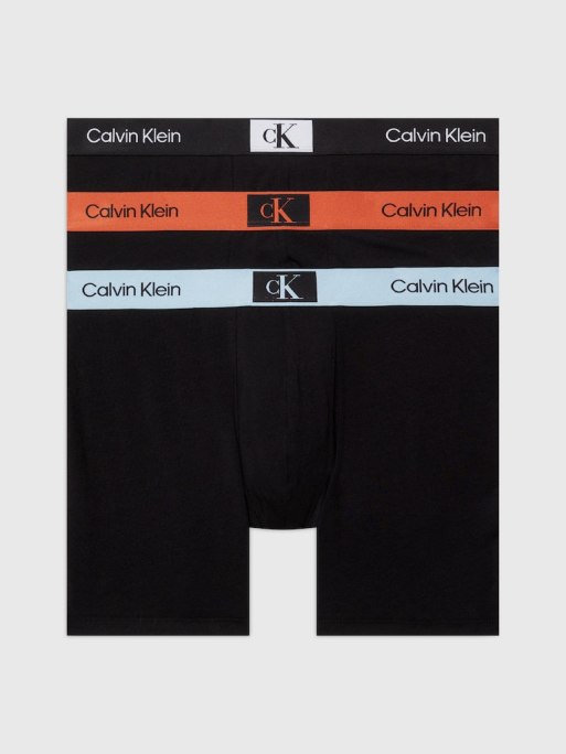 Calvin Klein - CK96 - Cotton Stretch - Set van 3 boxershorts in zwart met gekleurde tailleband