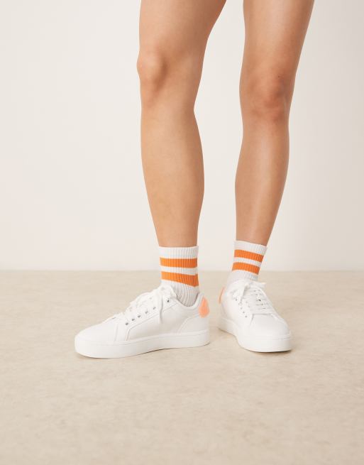 Calvin Klein classic cupsole sneakers in white and orange, 3 of 5