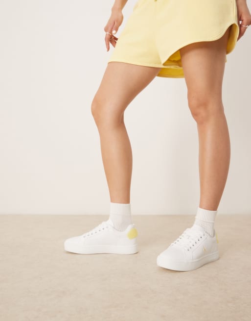 Calvin Klein classic cupsole sneakers in white and yellow, 3 of 5