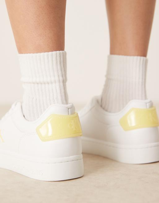 Calvin Klein classic cupsole sneakers in white and yellow, 4 of 5