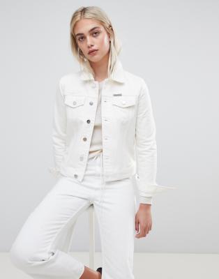 Calvin Klein clean line denim trucker jacket-White