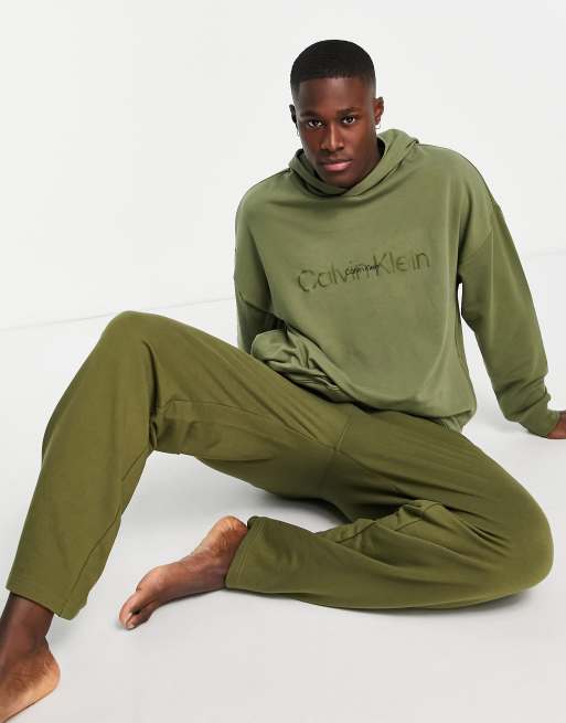 Calvin Klein co ord lounge hoodie in khaki ASOS