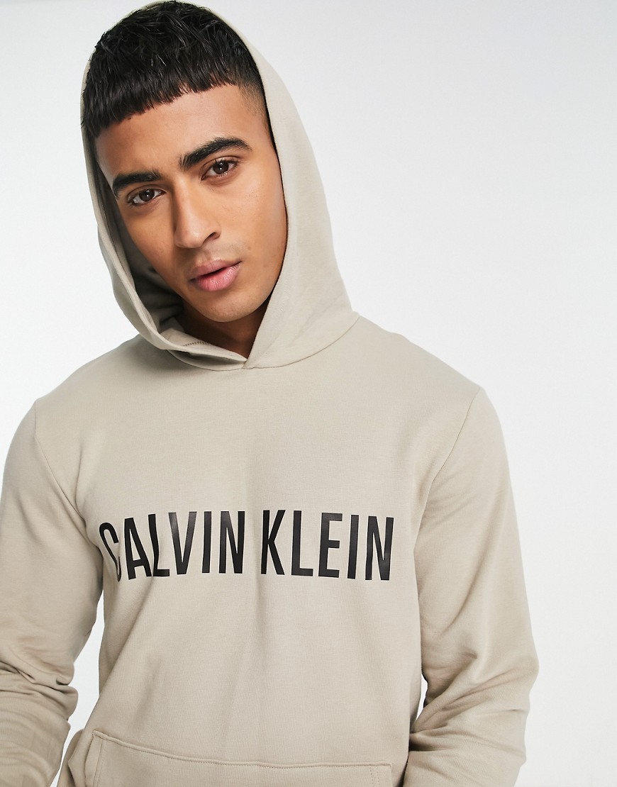 Calvin Klein Co-Ord Lounge Hoodie With Contrast Chest Logo In Oatmeal-Neutral